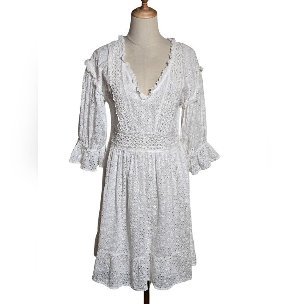 Love Sam White Eyelet Cottagecore Mini Dress